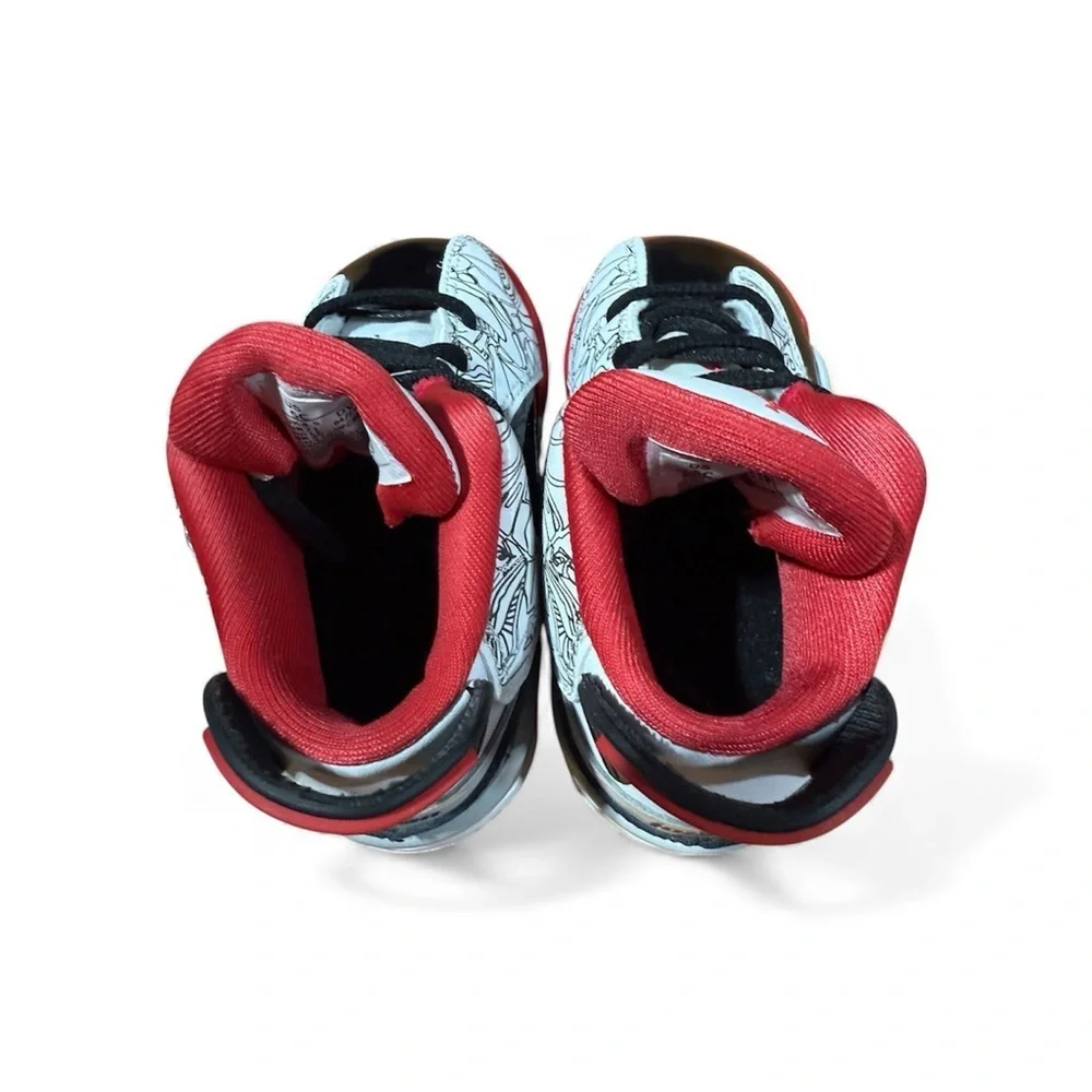 Jordan Kids Black, White, and Red Sneakers